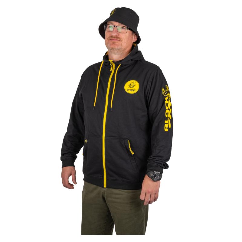 Black Cat Black Zip Hoody Large