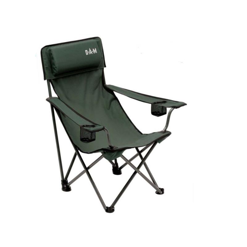 DAM Foldable Chair With Bottle Holder Steel green