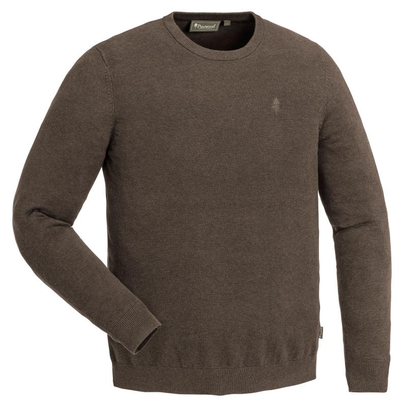 Pinewood V&auml;rnamo Crewneck Knitted Sweater Brown Melange M