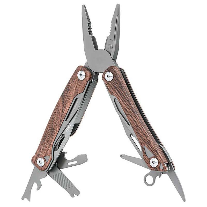Cjh Mini-Multitool, 12 Funktionen, Nylon-Etui, Holzoptik