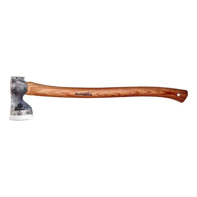 Hultafors Aby Waldaxt, Ovako Carbonstahl, Handgeschmiedet, Hickoryholz, Leder Braun