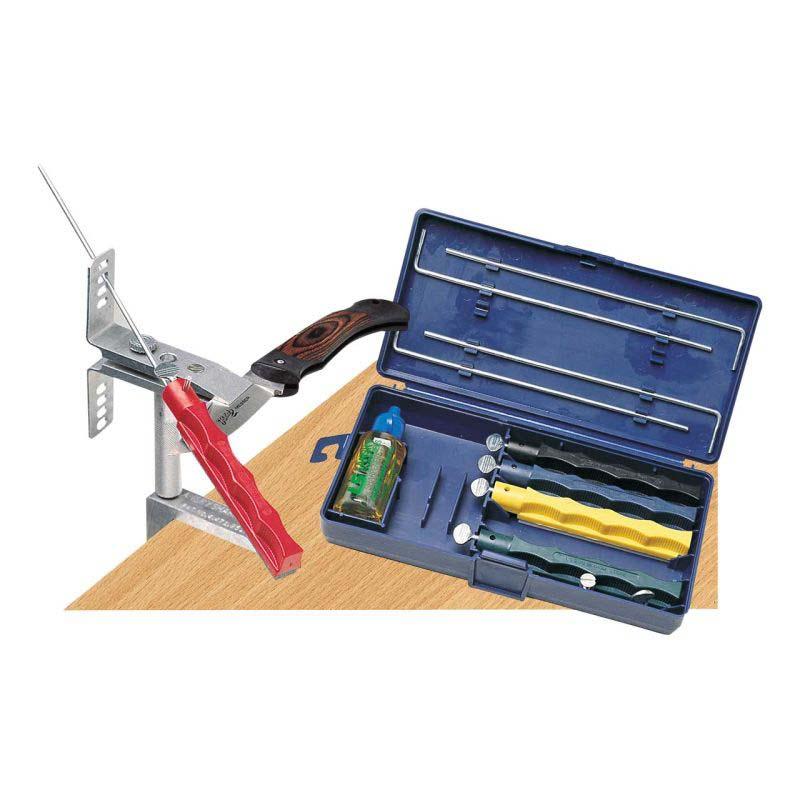 Lansky Pro Sch&auml;rf-Set, Mit 5 Abziehsteinen, Sehr Grob Und Sehr Fein, F&uuml;hrungsst&auml;be, Schleif&ouml;l, Box