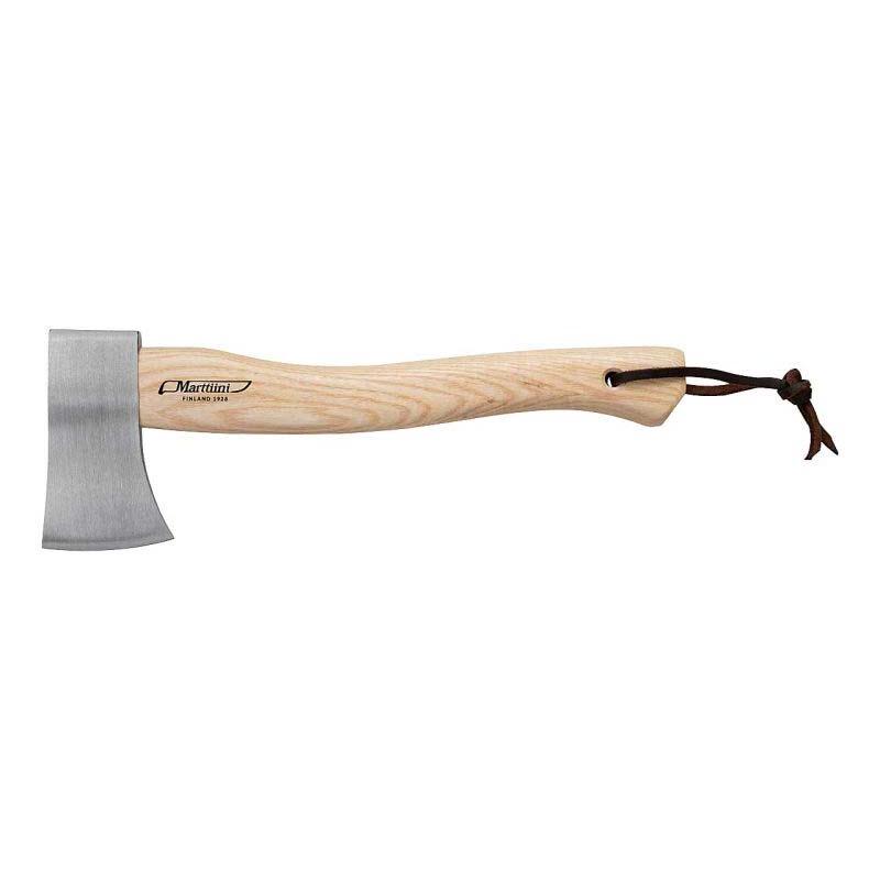 Marttiini Camping Axt, 600G, Carbonstahl, Geb&uuml;rstet, Eschenholzstiel, Leder-Kopfscheide