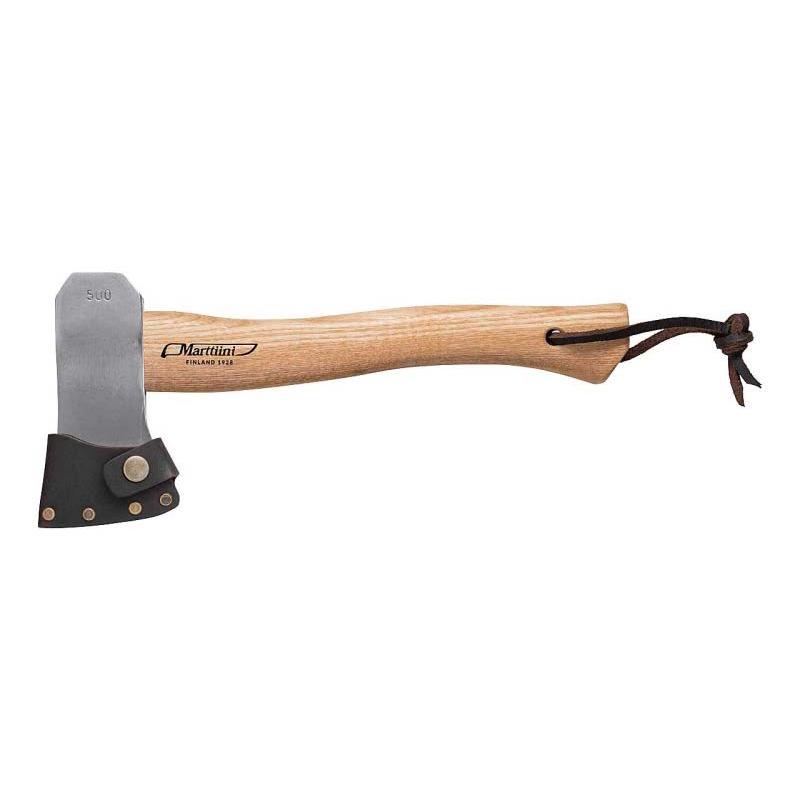 Marttiini Trekking Axt, 500G, Carbonstahl, Nicht Rostfrei, Geb&uuml;rstet, Eschenholz, Leder-Kopfscheide