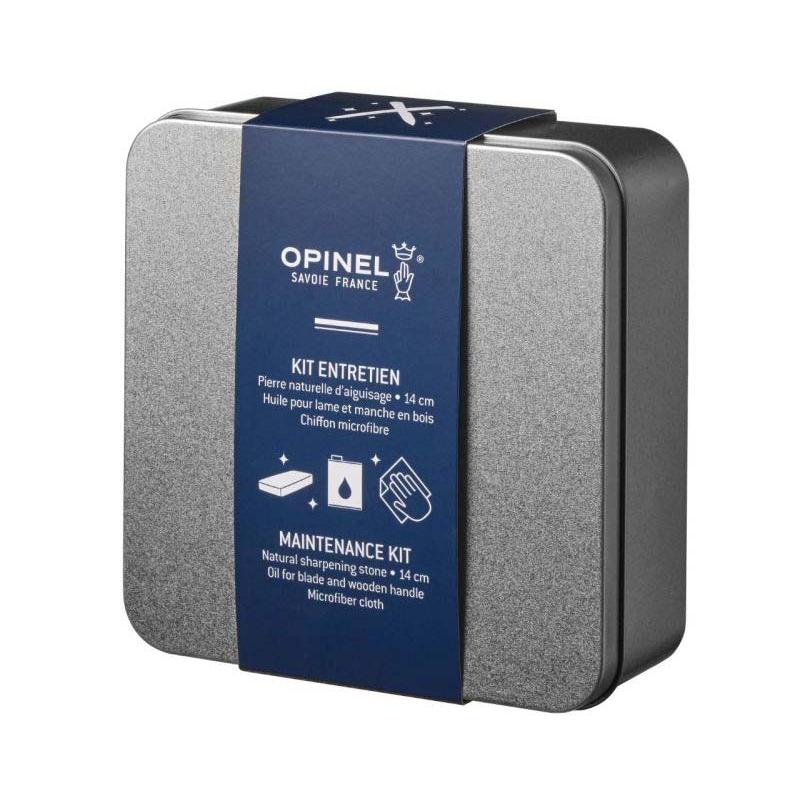 Opinel Pflege-Set, 3Tlg, Schleifstein, K&ouml;rnung 1000, Pflege&ouml;l 150 Ml, Microfaser-Tuch, Blechdose