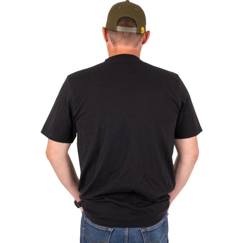 Black Cat Distressed Logo Black Tee XL