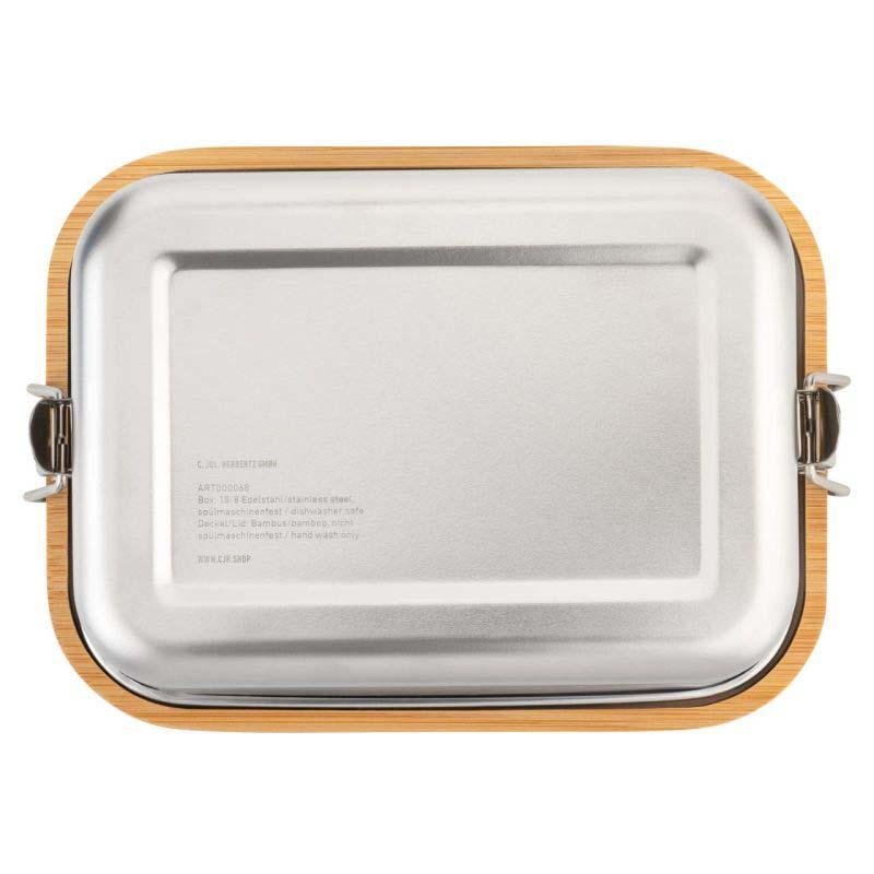 Cjh Edelstahl Lunch Box M, 18/8 Edelstahl, Bambus-Deckel Mit Dichtung, Edelstahlverschl., 850 Ml