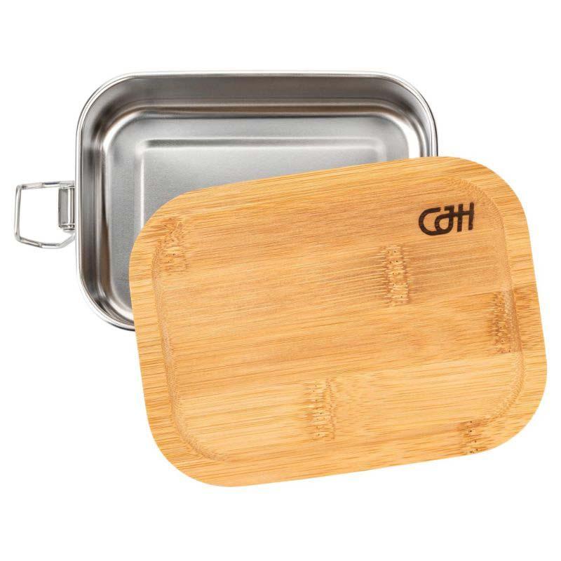 Cjh Edelstahl Lunch Box S, 18/8 Edelstahl, Bambus-Deckel Mit Dichtungs550 Ml