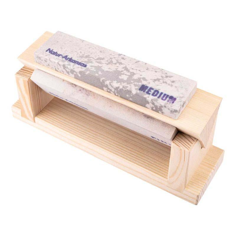 Herbertz Holzblock Mit 3 Abziehsteinen, 150X45X15 Mm, Sch&auml;rf&ouml;l